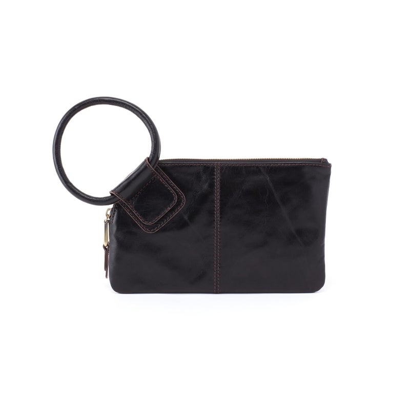 HOBO Sable Leather Wristlet Wallet for Women with Circular Handle, Zippered Closure, Credit Card Holder Organizer & Interior Zip Pocket - Black - Image 1